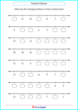 number lines up to 20 math worksheet