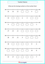 number lines up to 20 math worksheet