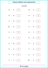 printable math addition subtraction mixed worksheets