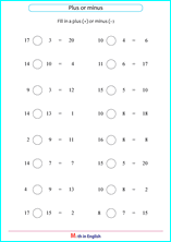 printable math addition subtraction mixed worksheets