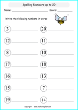 grade 1 writing number words up to 20 math school worksheets for primary and elementary math education