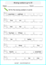 spelling and writing of whole number words and decimals worksheets for primary math class