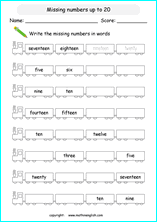 printable math writing and spelling numbers worksheets