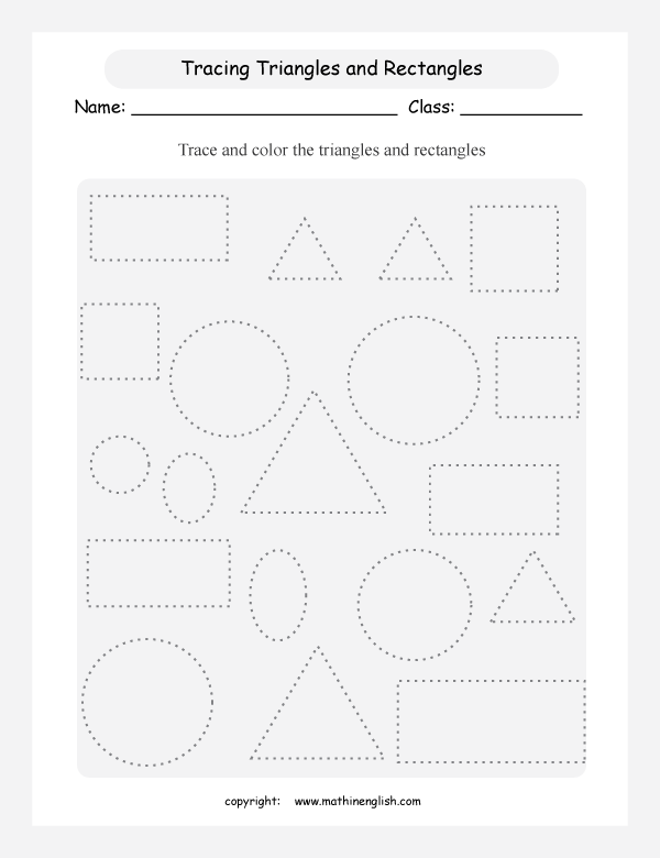 basic shapes geometry math worksheets for primary math class 