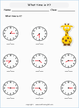 telling time worksheets for primary math