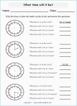 telling time worksheets for primary math