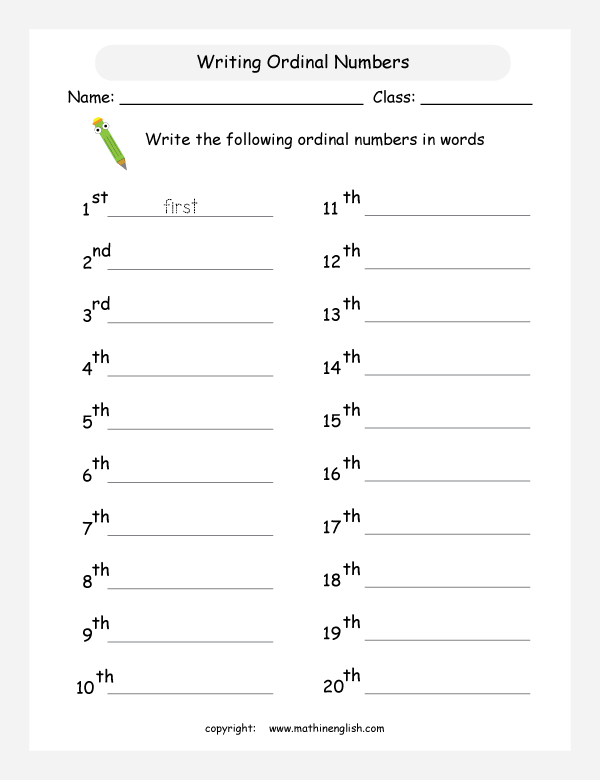 numbers worksheets grade 1, ordinal numbers, elementary