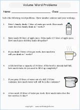 Printable Volume And Capacity Mathematics Worksheets For Primary Students