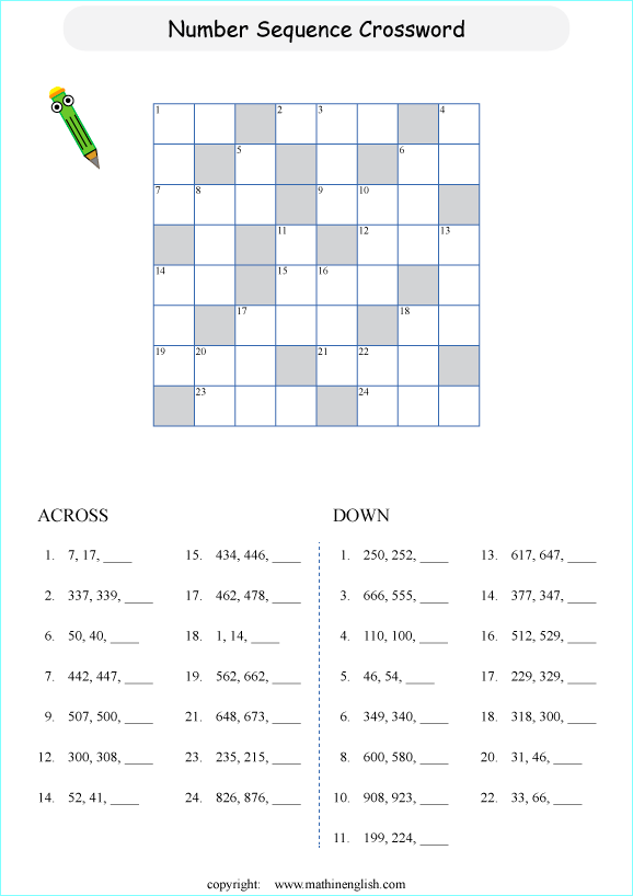 printable math addition crosswords worksheets