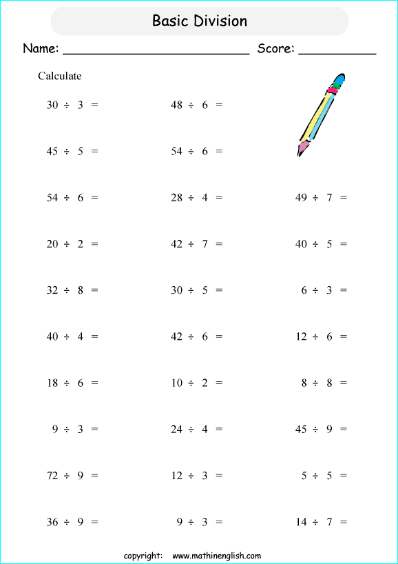 Printable primary math worksheet for math grades 1 to 6 based on the