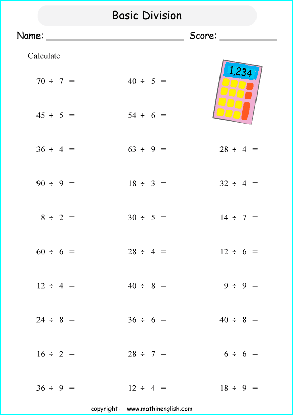 printable math basic division worksheets for kids in primary and elementary math class 