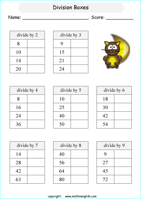 Printable primary math worksheet for math grades 1 to 6 based on the