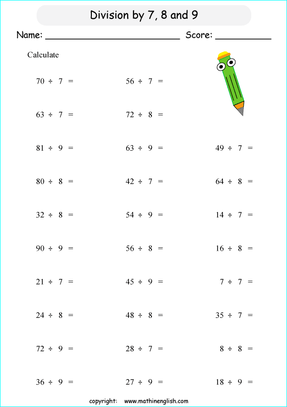 printable math basic division worksheets for kids in primary and elementary math class 