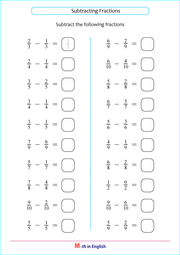 subtract these like fractions