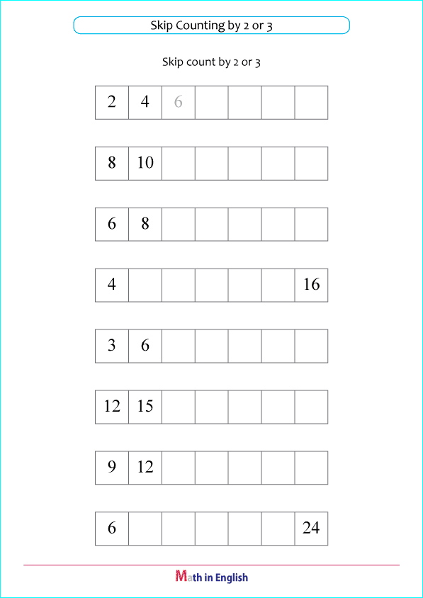 skip count by 2 and 3 multiplication