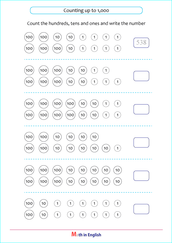 counting up to 1000 worksheet