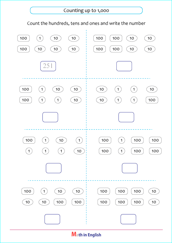 counting up to 1000 worksheet
