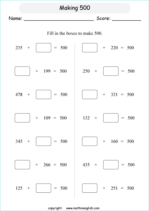 printable math addition 3 digits worksheets