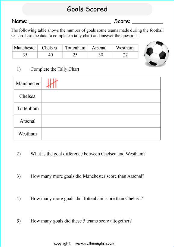 Tally Chart Worksheets Grade 1