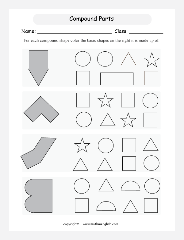 compound shapes geometry math worksheets for primary math class 