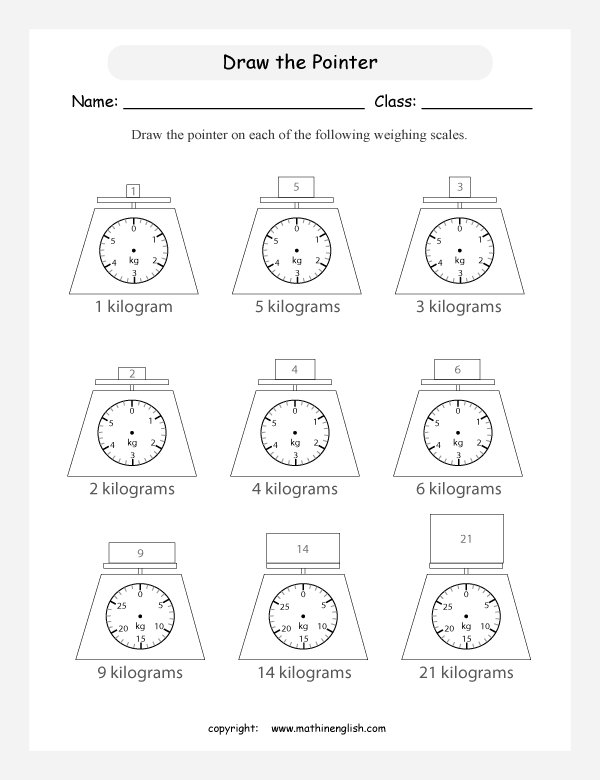 measuring mass worksheets for primary math  