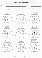 read scales weight printable grade 2 math worksheet