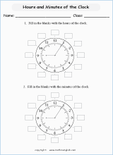 telling time worksheets for primary math