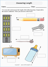 measuring length worksheets for primary math  