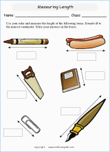 measuring length worksheets for primary math  