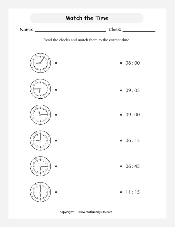 telling time worksheets for primary math