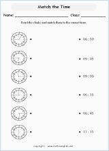 telling time worksheets for primary math