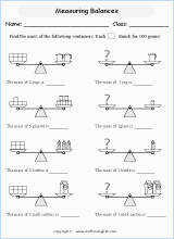 measuring mass worksheets for primary math  