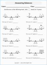 measuring mass worksheets for primary math  