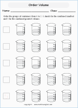 grade 2 comparing volume measurement math school worksheets for primary and elementary math education