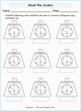 measuring mass worksheets for primary math  