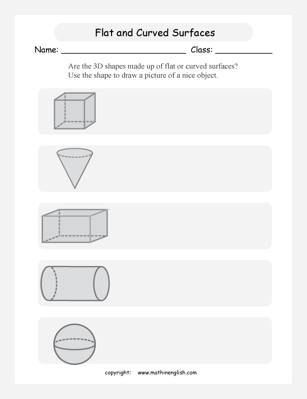 3d shapes and nets geometry math worksheets for primary math class 