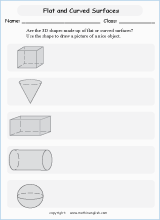 3d shapes and nets geometry math worksheets for primary math class 