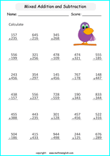 printable math addition subtraction mixed worksheets