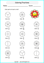 printable fraction with pictures and shapes worksheets for kids in primary and elementary math class 