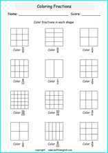 printable fraction with pictures and shapes worksheets for kids in primary and elementary math class 