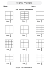 printable fraction with pictures and shapes worksheets for kids in primary and elementary math class 