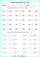 printable math comparing and ordering up to 1,000 worksheets for kids in primary and elementary math class 