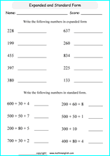 printable math place value of 3 digit number worksheets for kids in primary and elementary math class 