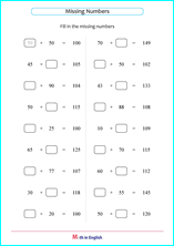 missing numbers addition up to 200