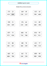 addition up to 1,000 worksheet