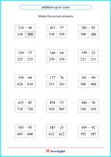 addition up to 1,000 worksheet