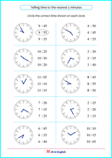 telling time to the nearest 5 minutes