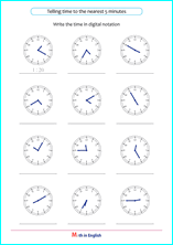 telling time to the nearest 5 minutes