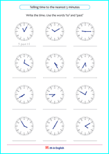 telling time to the nearest 5 minutes