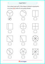 are the shapes equally divided fraction